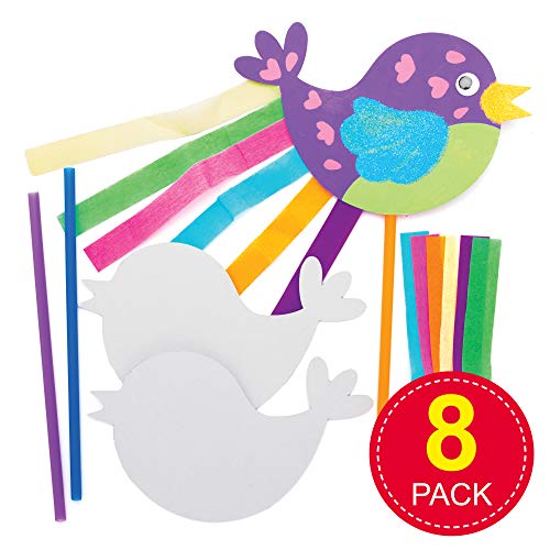 Baker Ross Kits Varitas Mágicas Pájaro - Actividad de manualidades infantiles de Pascua para decorar y jugar (Paquete de 8)