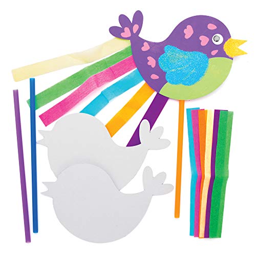 Baker Ross Kits Varitas Mágicas Pájaro - Actividad de manualidades infantiles de Pascua para decorar y jugar (Paquete de 8)