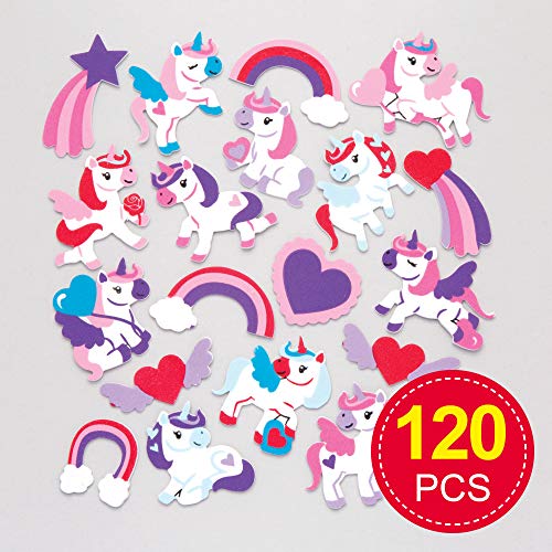 Baker Ross- Pegatinas de Unicornios amorosos de Espuma (Pack de 120) para Decorar Manualidades Infantiles para el Día de la Madre y San Valentín