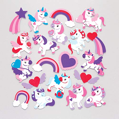 Baker Ross- Pegatinas de Unicornios amorosos de Espuma (Pack de 120) para Decorar Manualidades Infantiles para el Día de la Madre y San Valentín