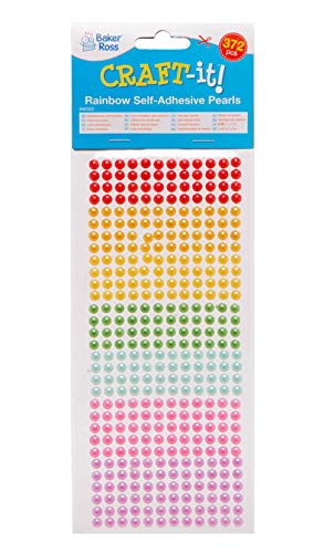 Baker Ross- Perlas Autoadhesivas (Pack de 372) en colores del arcoíris para Decorar. Manualidades para niños