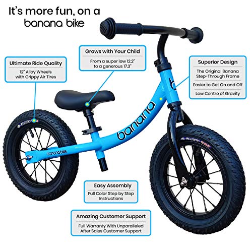 Banana Bike GT - Bicicleta Sin Pedales Ligera - Niños 2, 3 y 4 Año (Azul)