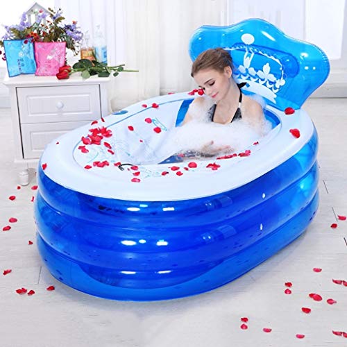 Bañera Plegable Plegable SPA Adultos Inflable bebés Engrosada niños Plegable Azul (Color : Azul)