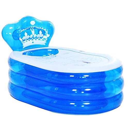 Bañera Plegable Plegable SPA Adultos Inflable bebés Engrosada niños Plegable Azul (Color : Azul)