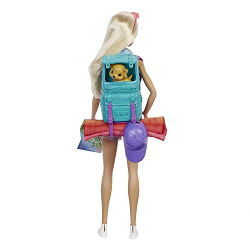 Barbie Muñeca Malibu It Takes Two de Acampada- Con Cachorro, Mochila y Saco de Dormir - 10+ Accesorios - Muñeca: 29 cm - Regalo para Niños de 3-7 Años