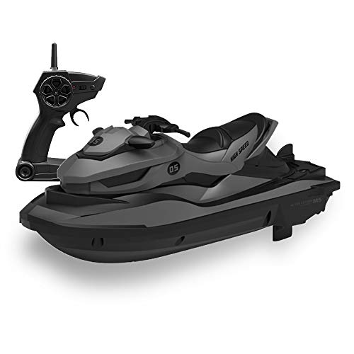 Barco de alta velocidad RC de 2.4 GHz con control remoto para piscinas, lagos y carreras eléctricas al aire libre RC Motor Boat Juguetes para adultos y niños Alarma de baja tensión impermeable