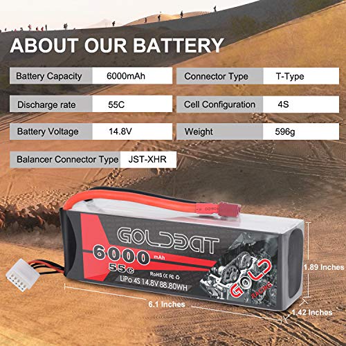 Batería LiPo GOLBAT 6000mAh 14.8V 4S 55 C Paquete con Enchufe Deans para RC Avión RC Helicóptero Drift RC Car RC Car RC Truck Barco