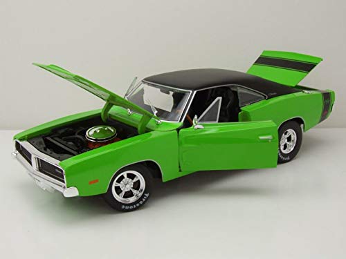 Bauer Spielwaren Maisto 532612 Dodge Charger R/T '69 - Coche a Escala 1:18, con Sistema de Escape, Puertas móviles, maleteros y Compartimento del Motor para Abrir, XXXX cm, Color Verde