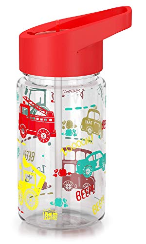 Be-Active Botella de Agua Niños y Niñas – 450ml Sin Fugas - Niños Botellas Agua- Sin BPA - Botella de Agua Pajita para Infantil - Reutilizable - Colegio Deporte rojo