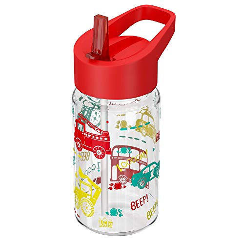 Be-Active Botella de Agua Niños y Niñas – 450ml Sin Fugas - Niños Botellas Agua- Sin BPA - Botella de Agua Pajita para Infantil - Reutilizable - Colegio Deporte rojo