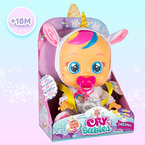 Bebés Llorones Fantasy Dreamy Unicornio Muñeca Interactiva Que Llora De Verdad + Minnie Muñeca Interactiva Que Llora De Verdad con Chupete Y Pijama De Minnie, Muñeco para Niñas Y Niños + 18 Meses