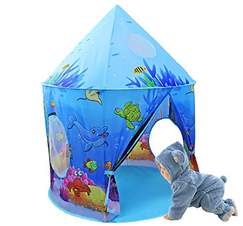 Benebomo Carpas de Juego para niños Carpa para niños del Castillo del océano Azul,Tipi para niños,Carpa para Juegos,Carpa para bebés,Carpa para jardín para niños