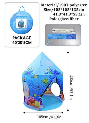 Benebomo Carpas de Juego para niños Carpa para niños del Castillo del océano Azul,Tipi para niños,Carpa para Juegos,Carpa para bebés,Carpa para jardín para niños