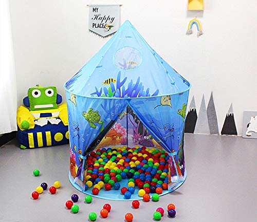 Benebomo Carpas de Juego para niños Carpa para niños del Castillo del océano Azul,Tipi para niños,Carpa para Juegos,Carpa para bebés,Carpa para jardín para niños