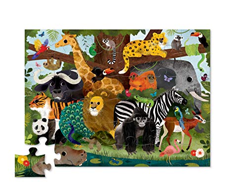 Bertoy- Jungle Friends-Puzzle de Suelo Animals Rompecabezas de Piso, Color Green, 20" x 27" (4076-3)