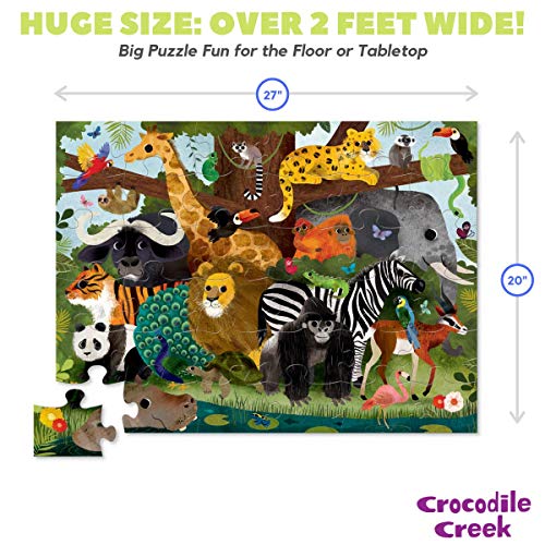 Bertoy- Jungle Friends-Puzzle de Suelo Animals Rompecabezas de Piso, Color Green, 20" x 27" (4076-3)