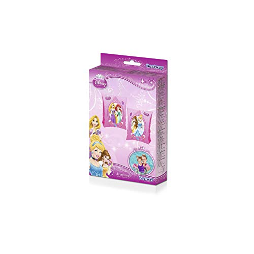 BESTWAY 91041 - Manguitos Hinchables Diseño Princesas Disney Rosa Brillante 15x23 cm Vinilo Resistente con Válvula de Seguridad y 2 Cámaras de Aire Para Niños de 3-6 Años