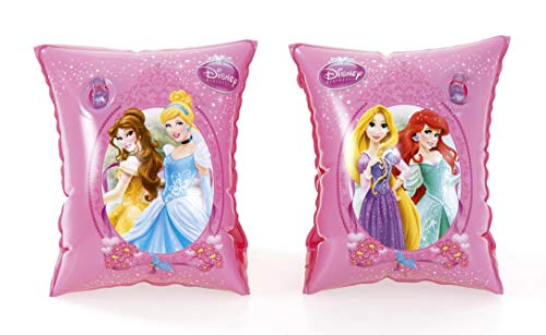 BESTWAY 91041 - Manguitos Hinchables Diseño Princesas Disney Rosa Brillante 15x23 cm Vinilo Resistente con Válvula de Seguridad y 2 Cámaras de Aire Para Niños de 3-6 Años