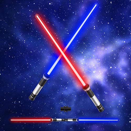 BFLAKWM Light Sabres para niños,Lightsaber,Juego de 2 Espadas Luminosas Extensibles,Sable de luz LED 2 en 1, Espada Extensible y Plegable,Navidad, cumpleaños, Halloween