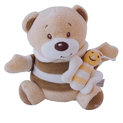 Bieco - Reloj musical de peluche y reloj musical con melodía La-Le-Lu multicolor beige