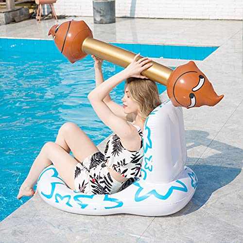 Bodhi2000 Flotador inflable en forma de inodoro atractivo PVC estable deportes acuáticos tumbona silla Mat flotante Hoop juego verano agua diversión playa piscina fiesta para adultos blanco