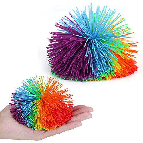 Bolas fibrosas de mono, bolas suaves antiestrés Bolas de silicona de mono, juguetes Fidgets sensoriales, bola de pompón arcoíris, bola hinchable colorida/juguete antiestrés/sensorial, arcoíris colorid