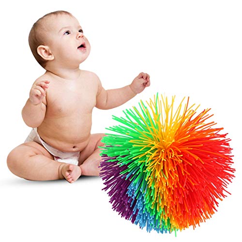 Bolas fibrosas de mono, bolas suaves antiestrés Bolas de silicona de mono, juguetes Fidgets sensoriales, bola de pompón arcoíris, bola hinchable colorida/juguete antiestrés/sensorial, arcoíris colorid