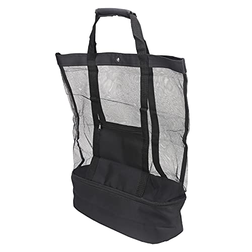 Bolsa de Asas de Malla para Acampar en la Playa, Bolsa de Seguro para Picnic, Multifuncional, para Acampar en la Playa, Fuerte Dureza con Bolsa de Enfriamiento Desmontable para Piscinas(negro)