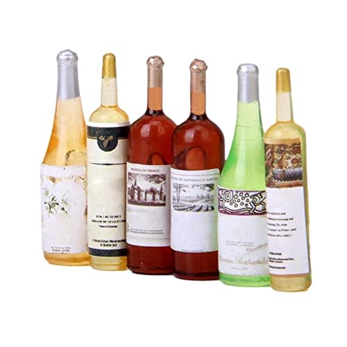 Botella de vidrio 6 unids Mini Simulación Resina Botella de vino 1/12 Casa de muñecas Accesorios Miniatura Decoración Muebles Modelo Modelo Juguetes Niños Regalos Botellas de vidrio ( Size : 6pcs )