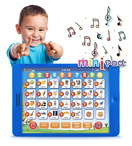 Boxiki kids Tablet Pad de Aprendizaje en inglés Infantil y Divertida con 6 Juegos Temprano para Aprendizaje de Números, Aprender el ABC, Deletreo, Juego ¿Dónde está?