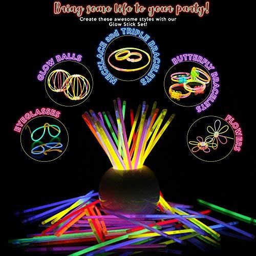 Bramble 543 Pack de Barras Luminosas - 250 Varitas Luminosas, 293 Conectores | Multicolor Fluorescentes Glow Sticks