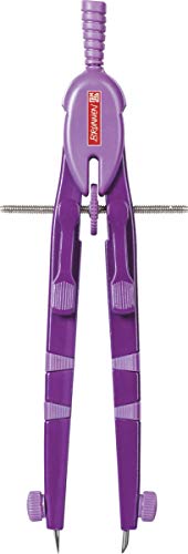 Brunnen 104954090 - Compás (170 mm, en estuche de plástico irrompible con tapa transparente, código de color morado"Peak 4", para círculos de hasta 38 cm de diámetro)