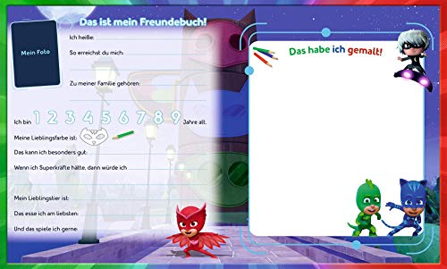 Buchspielbox PJ Masks: Mi primer amigo: libro de amigos en la guardería (libro de amigos a partir de 3 años para chicos y niñas) + pegatina de PJ Masks.