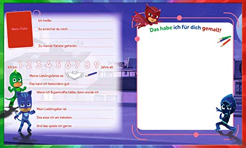 Buchspielbox PJ Masks: Mi primer amigo: libro de amigos en la guardería (libro de amigos a partir de 3 años para chicos y niñas) + pegatina de PJ Masks.