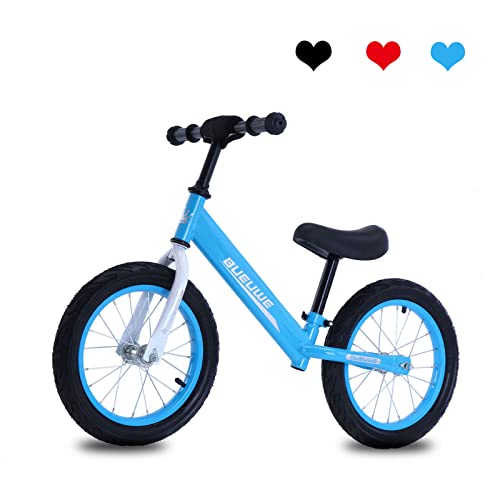 Bueuwe Bicicleta de Equilibrio Sin Pedales NiñO 3-7 AñOs,14 Pulgadas Bici para NiñOs,SillíN Ajustables,Ultraligera,Aprender A Mantener El Equilibrio Juguetes para NiñOs,hasta 45 Kg, Blue