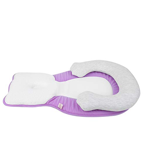 Cama con colchón para bebé, transpirable, para mantener la cabeza del bebé(purple)