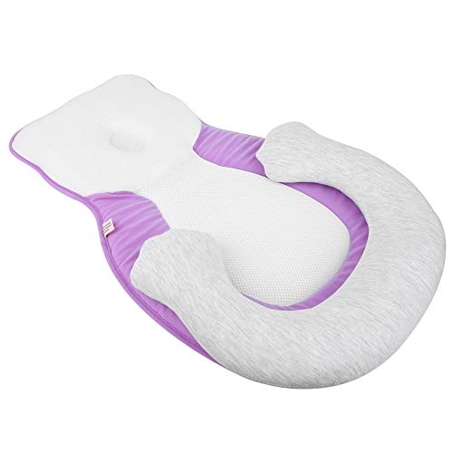 Cama con colchón para bebé, transpirable, para mantener la cabeza del bebé(purple)