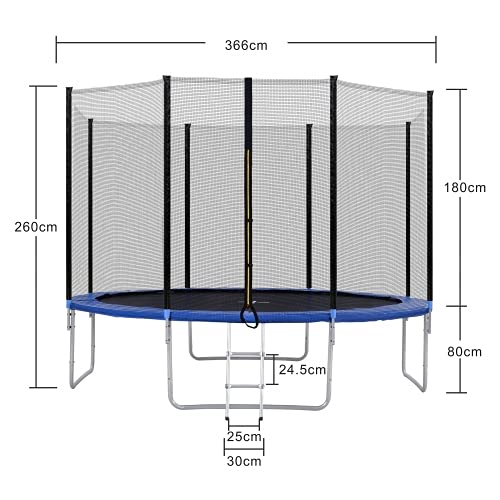 Cama elastica exterior, Cama elástica de jardín, cama elástica para exteriores, para entrenamiento de saltos, fitness, sistema de salto elástico, incluye red de seguridad