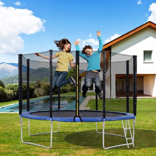 Cama elastica exterior, Cama elástica de jardín, cama elástica para exteriores, para entrenamiento de saltos, fitness, sistema de salto elástico, incluye red de seguridad