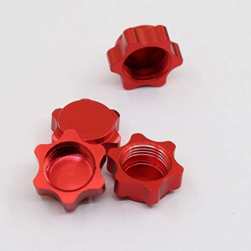 Camisin 4 Piezas de Aluminio, Cubierta de Cubo de Rueda, Cubierta Antipolvo, Tuerca Hexagonal de 17 Mm para Coche RC 1/8, Rojo