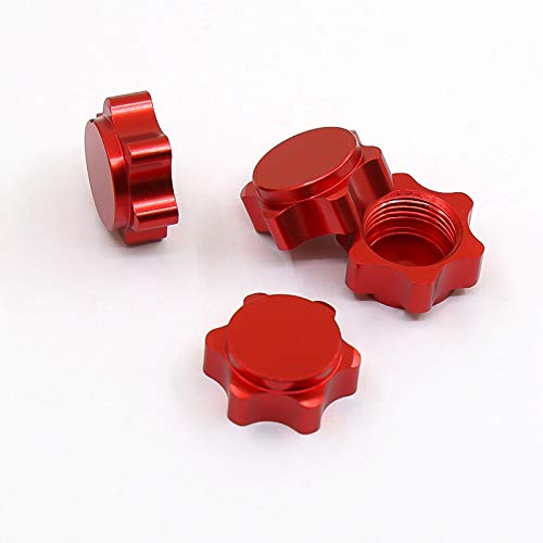 Camisin 4 Piezas de Aluminio, Cubierta de Cubo de Rueda, Cubierta Antipolvo, Tuerca Hexagonal de 17 Mm para Coche RC 1/8, Rojo