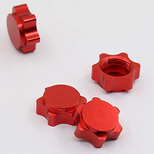 Camisin 4 Piezas de Aluminio, Cubierta de Cubo de Rueda, Cubierta Antipolvo, Tuerca Hexagonal de 17 Mm para Coche RC 1/8, Rojo