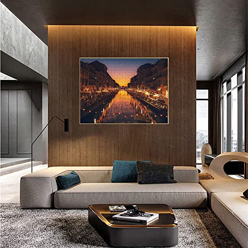 Canal Night View Puzzle de 1000 Piezas para Adultos y Adolescentes Serie de la Ciudad Rompecabezas de Bricolaje Juegos de Juguetes para Adultos desafiantes para la Familia (70x50cm)