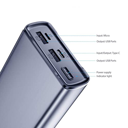 Cargador portátil Powerbanks baterías externas 30000 mAh cuerpo de metal baterías externas para teléfono móvil también es compatible con consola de videojuegos, tableta DV, consola de juegos (negro)