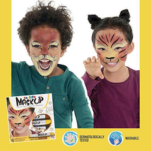 Carioca Set Mask Up | Set Pinturas de Cara en Barra a Base de Agua, Colores Surtidos, Tutorial con 8 Maquillajes Incluído, 12 Uds