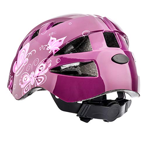 Casco Bicicleta Casco Biciclea Casco Bici Casco de Bicicleta para niños y jóvenes Casco MTB Carretera Ciclismo Skate Bicicleta patineta Patines monopatines MA-2 (S(48-52cm), Butterflies)