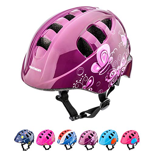 Casco Bicicleta Casco Biciclea Casco Bici Casco de Bicicleta para niños y jóvenes Casco MTB Carretera Ciclismo Skate Bicicleta patineta Patines monopatines MA-2 (S(48-52cm), Butterflies)