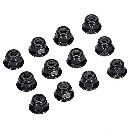 Casinlog Tuercas de seguridad para ruedas (12 unidades, metal, 4 mm, M4, para 1/10 RC Crawler Car TRX4 TRX6 Axial SCX10 90046 AXI03007 Redcat, negras)