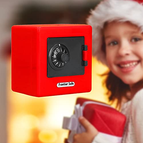 Cerradura electrónica de código de Hucha para niños, Juguete para bebés, Mini cajero automático, Caja Fuerte para Monedas, Caja de Ahorro de Dinero Real con contraseña(Rojo)