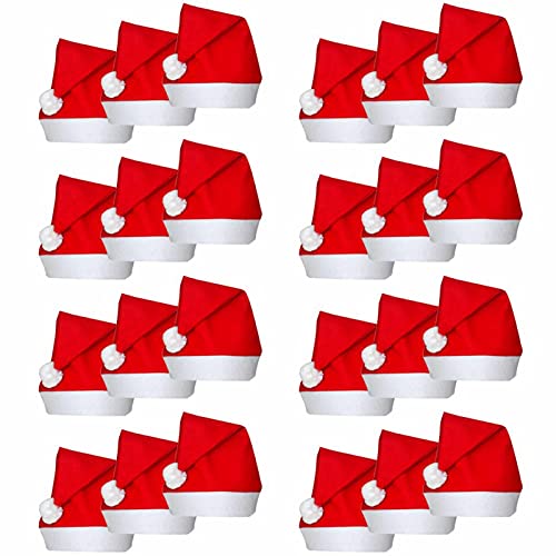 CGTOLOS 24 Gorros Papá Noel para Navidad, Sombreros de Santa Claus, Gorro Navideño, para Fiesta de Navidad